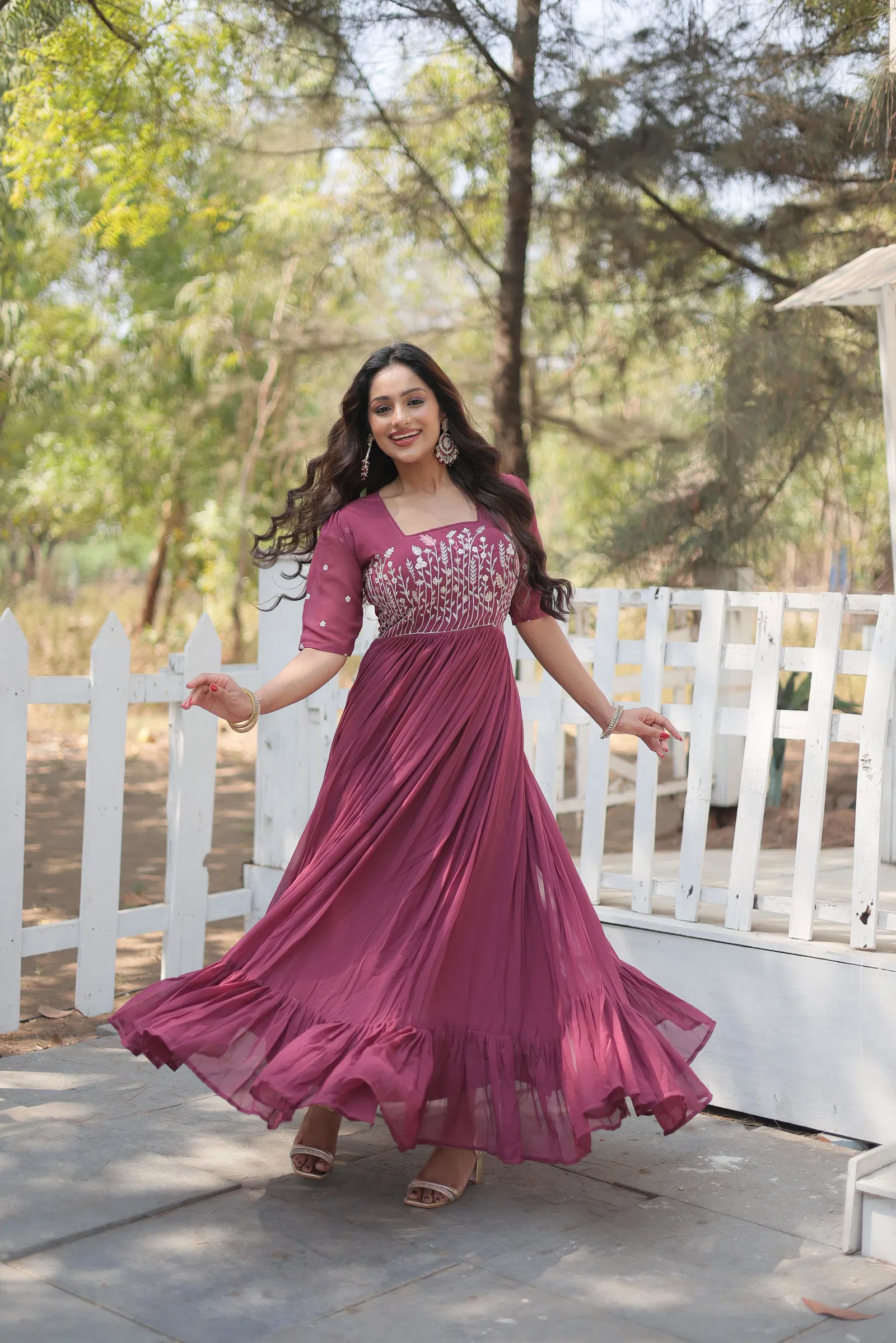 KA 1109 Sequence Faux Georgette Designer Gown Wholesale Price In Surat